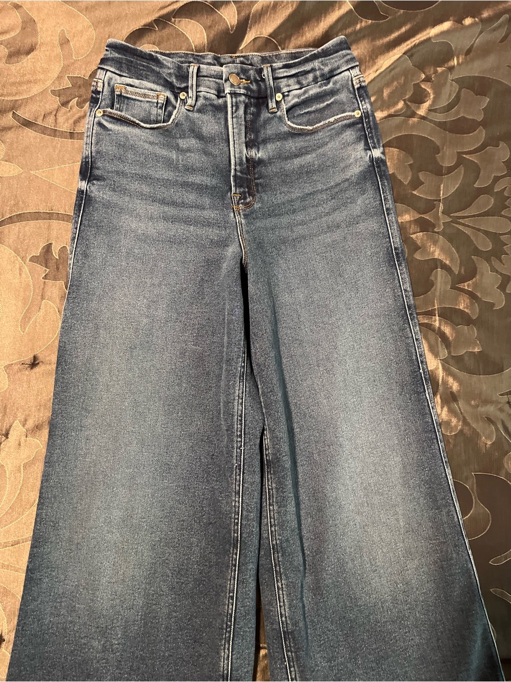 Good American Good Skate Wide Leg High-Rise Blue Women's Jeans Stretch Size 6/28 - Picture 4 of 16